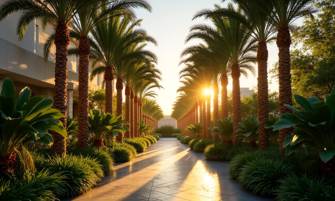 Luksusowy ogród z egzotycznymi palmami